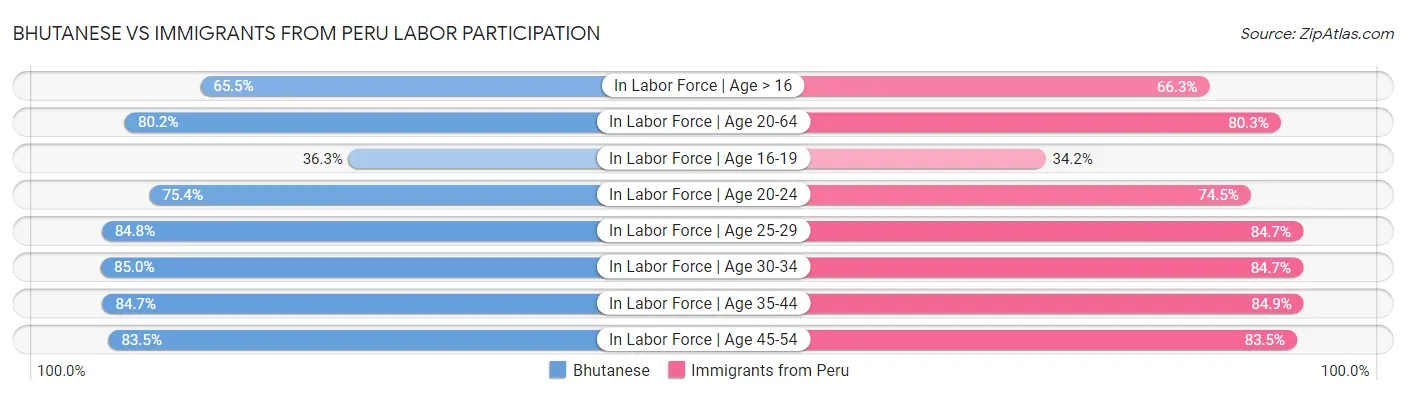 Bhutanese vs Immigrants from Peru Labor Participation