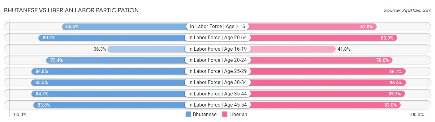 Bhutanese vs Liberian Labor Participation