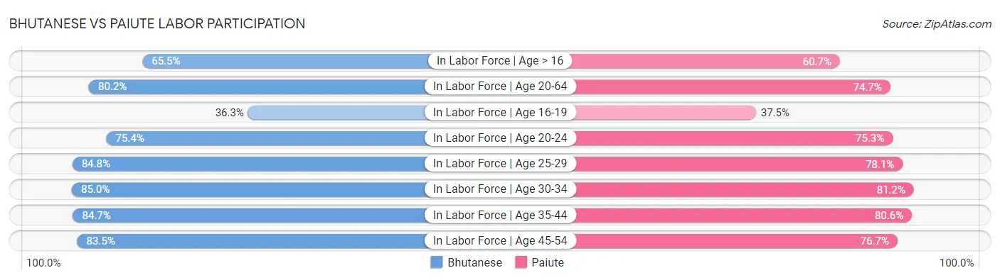 Bhutanese vs Paiute Labor Participation