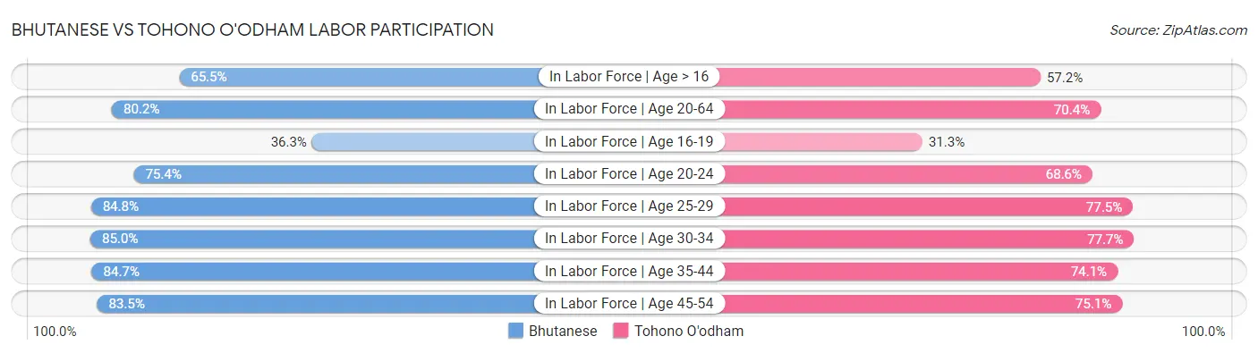 Bhutanese vs Tohono O'odham Labor Participation