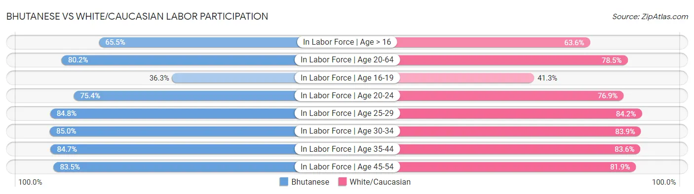 Bhutanese vs White/Caucasian Labor Participation