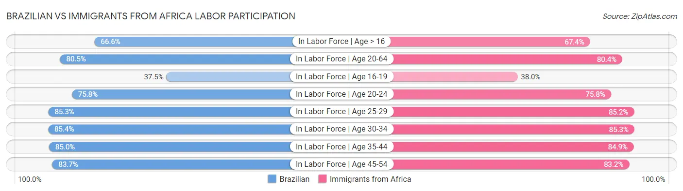 Brazilian vs Immigrants from Africa Labor Participation