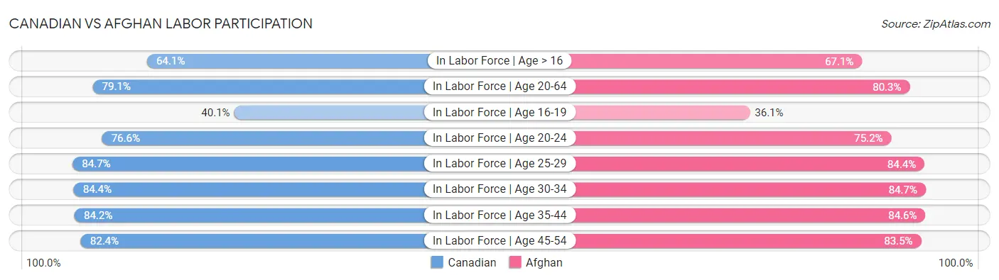 Canadian vs Afghan Labor Participation