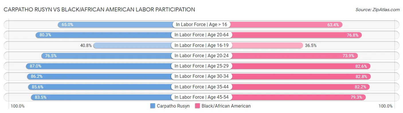Carpatho Rusyn vs Black/African American Labor Participation