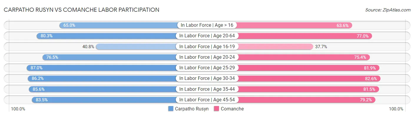 Carpatho Rusyn vs Comanche Labor Participation