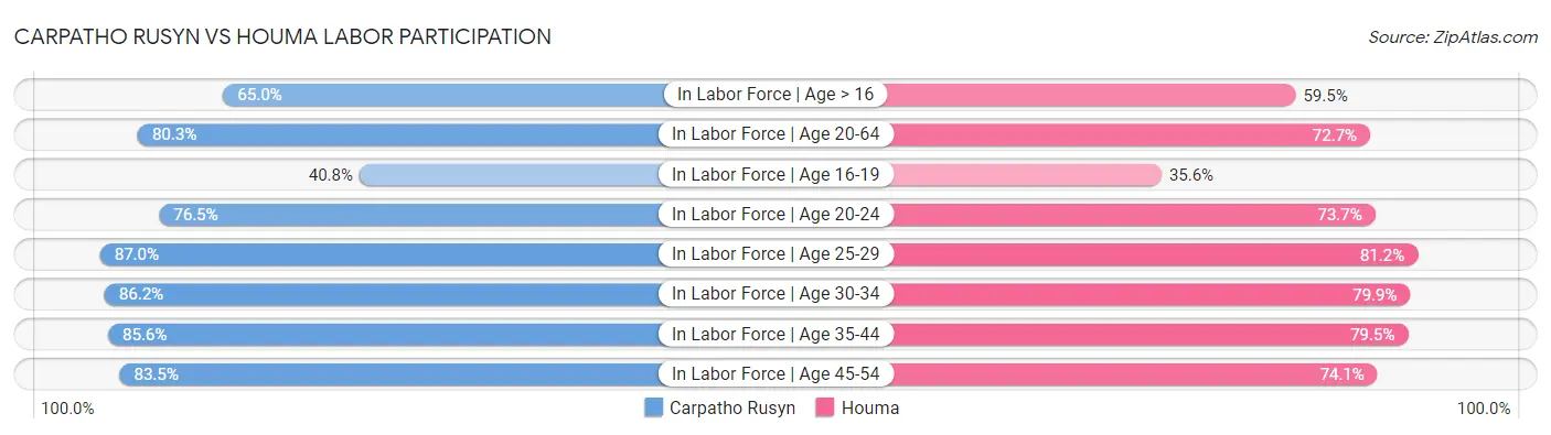 Carpatho Rusyn vs Houma Labor Participation
