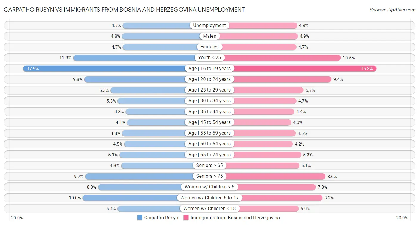 Carpatho Rusyn vs Immigrants from Bosnia and Herzegovina Unemployment