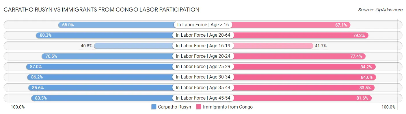 Carpatho Rusyn vs Immigrants from Congo Labor Participation