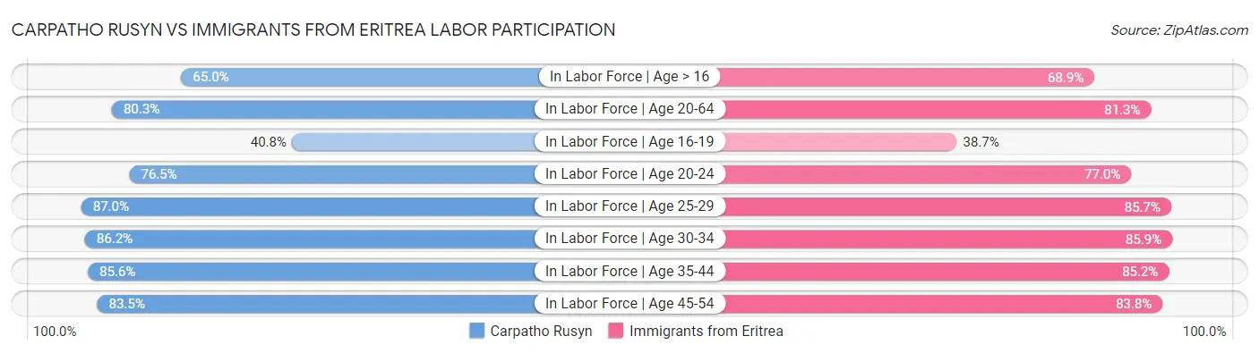 Carpatho Rusyn vs Immigrants from Eritrea Labor Participation