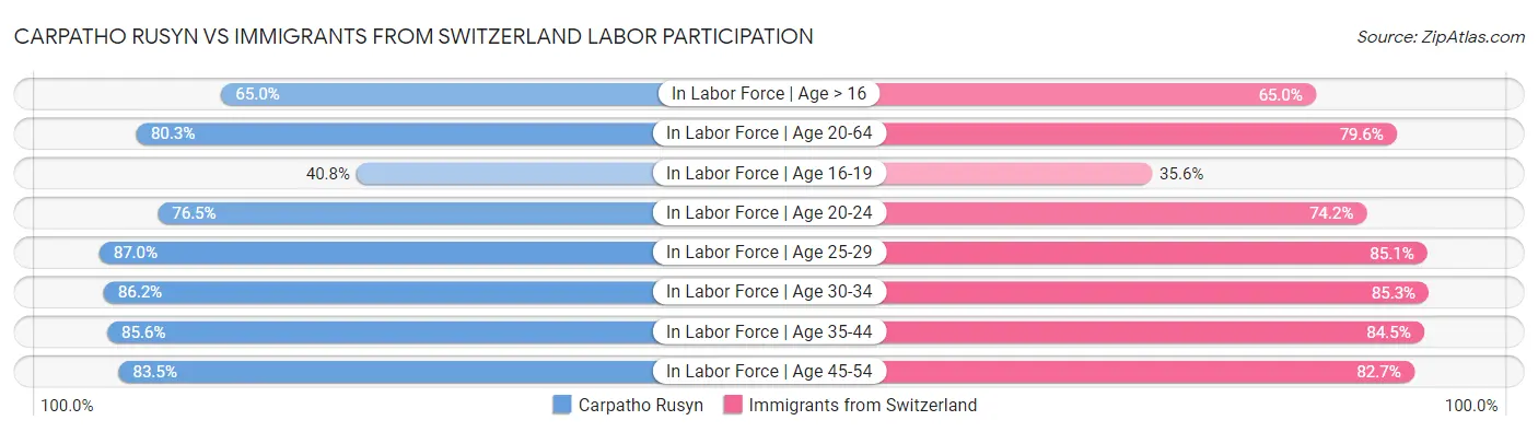 Carpatho Rusyn vs Immigrants from Switzerland Labor Participation