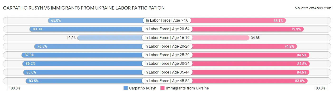 Carpatho Rusyn vs Immigrants from Ukraine Labor Participation