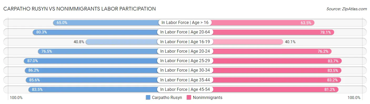 Carpatho Rusyn vs Nonimmigrants Labor Participation
