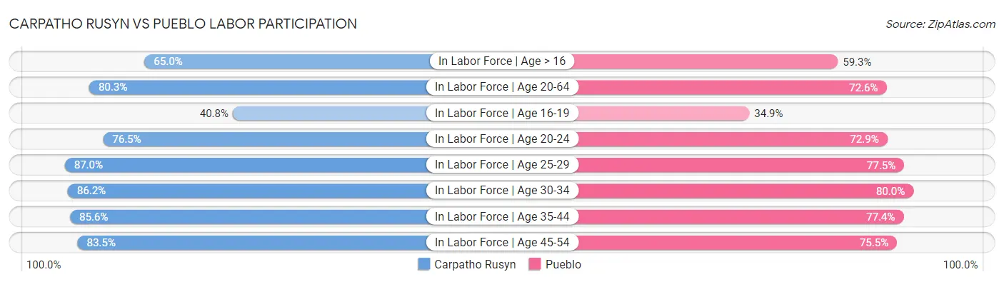 Carpatho Rusyn vs Pueblo Labor Participation
