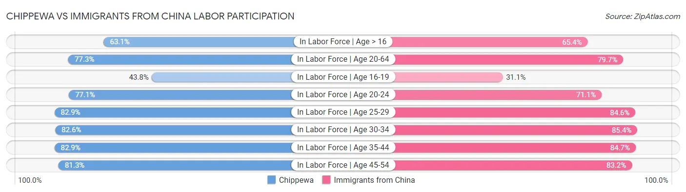 Chippewa vs Immigrants from China Labor Participation