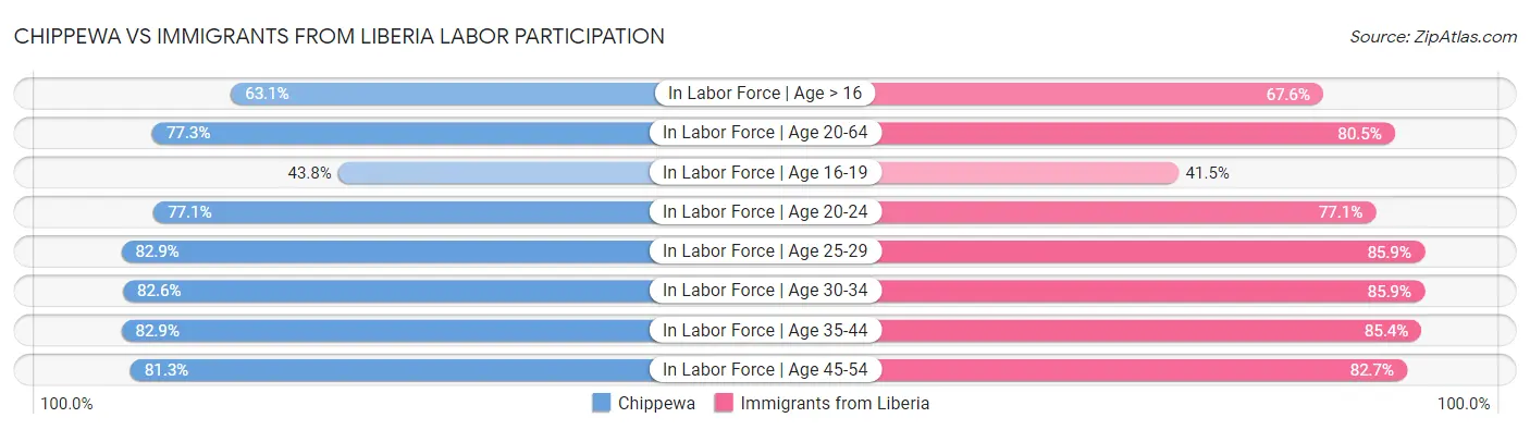 Chippewa vs Immigrants from Liberia Labor Participation