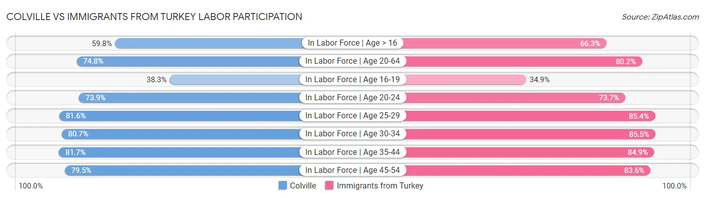 Colville vs Immigrants from Turkey Labor Participation