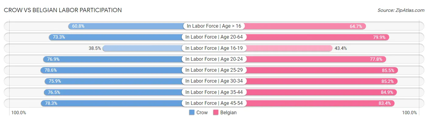 Crow vs Belgian Labor Participation