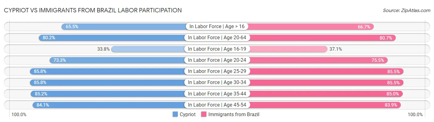 Cypriot vs Immigrants from Brazil Labor Participation