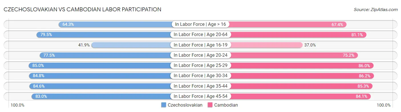 Czechoslovakian vs Cambodian Labor Participation