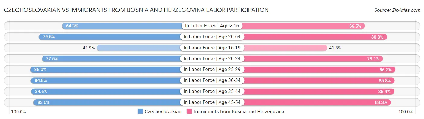 Czechoslovakian vs Immigrants from Bosnia and Herzegovina Labor Participation