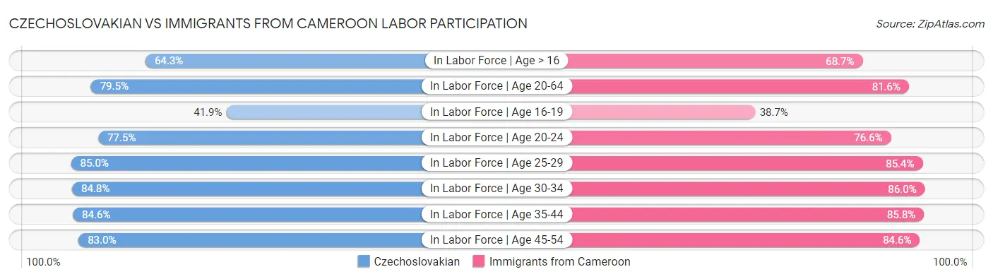 Czechoslovakian vs Immigrants from Cameroon Labor Participation