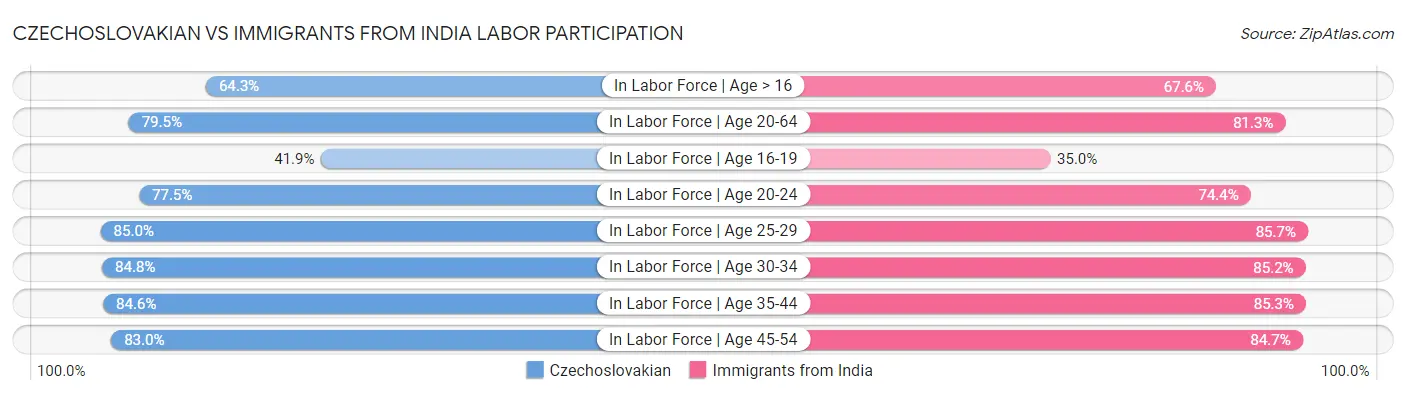 Czechoslovakian vs Immigrants from India Labor Participation