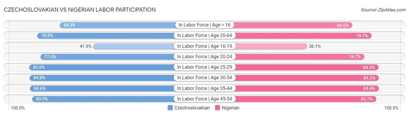 Czechoslovakian vs Nigerian Labor Participation