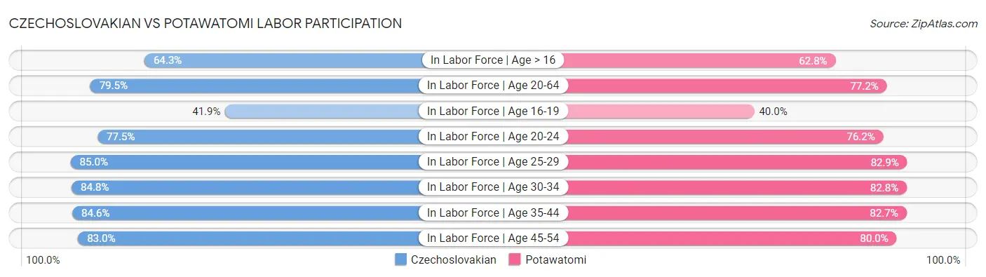 Czechoslovakian vs Potawatomi Labor Participation