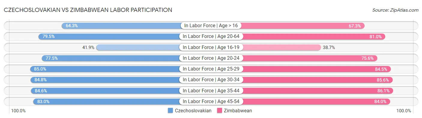 Czechoslovakian vs Zimbabwean Labor Participation