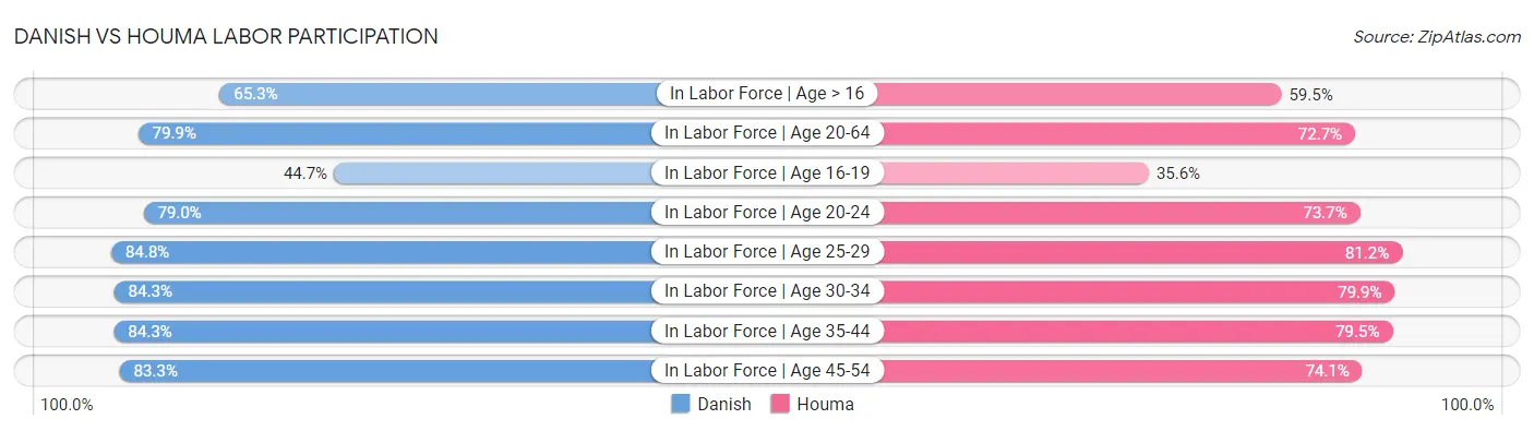 Danish vs Houma Labor Participation