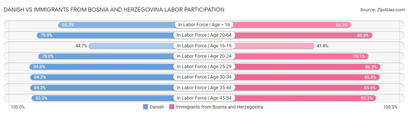Danish vs Immigrants from Bosnia and Herzegovina Labor Participation