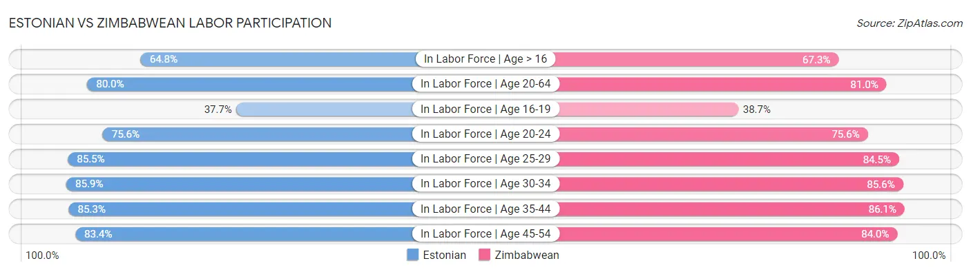 Estonian vs Zimbabwean Labor Participation