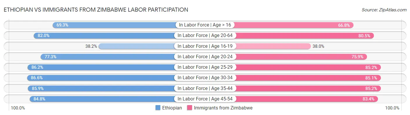 Ethiopian vs Immigrants from Zimbabwe Labor Participation