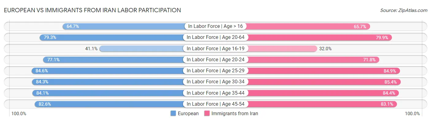 European vs Immigrants from Iran Labor Participation