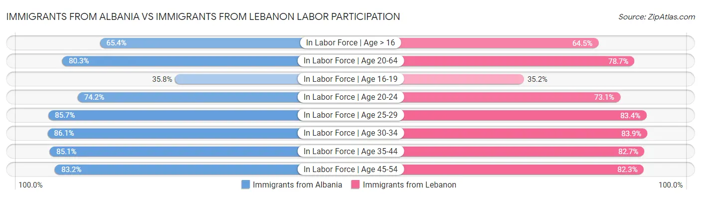 Immigrants from Albania vs Immigrants from Lebanon Labor Participation