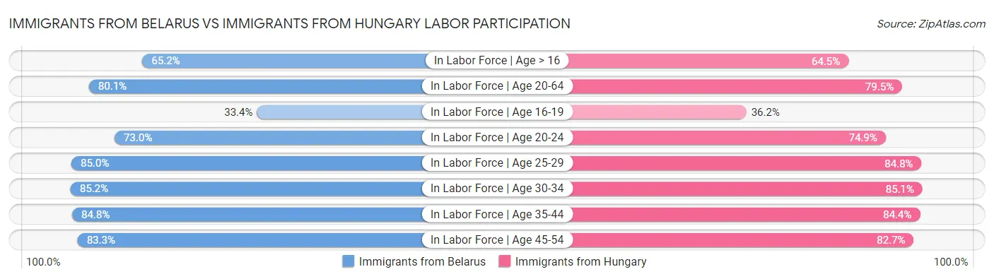 Immigrants from Belarus vs Immigrants from Hungary Labor Participation