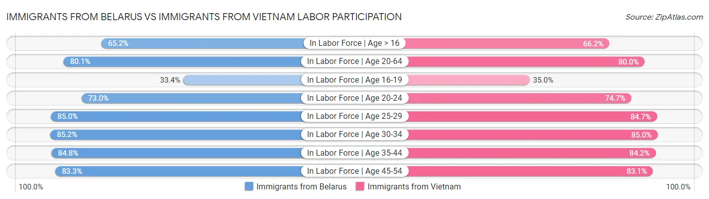 Immigrants from Belarus vs Immigrants from Vietnam Labor Participation