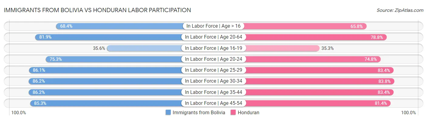 Immigrants from Bolivia vs Honduran Labor Participation