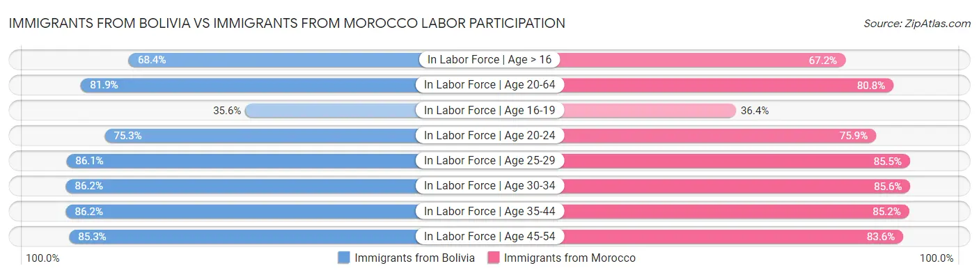 Immigrants from Bolivia vs Immigrants from Morocco Labor Participation