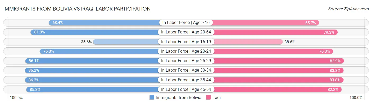 Immigrants from Bolivia vs Iraqi Labor Participation