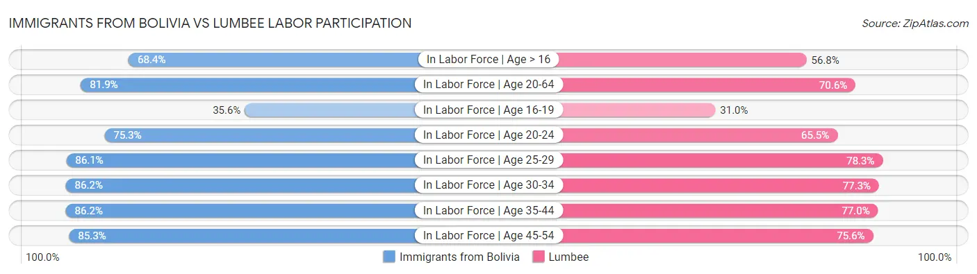 Immigrants from Bolivia vs Lumbee Labor Participation