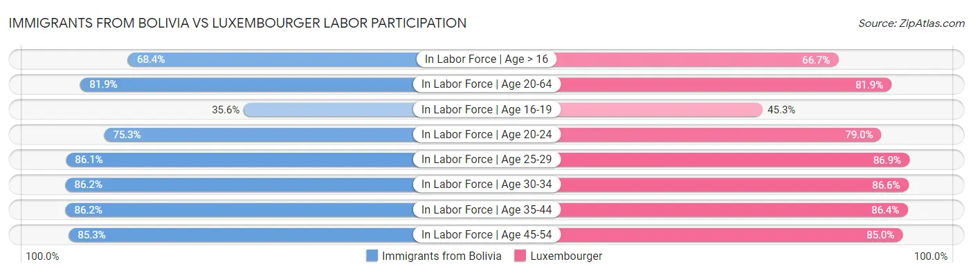 Immigrants from Bolivia vs Luxembourger Labor Participation