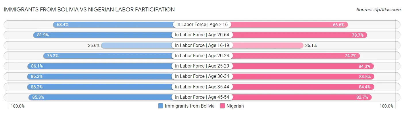 Immigrants from Bolivia vs Nigerian Labor Participation