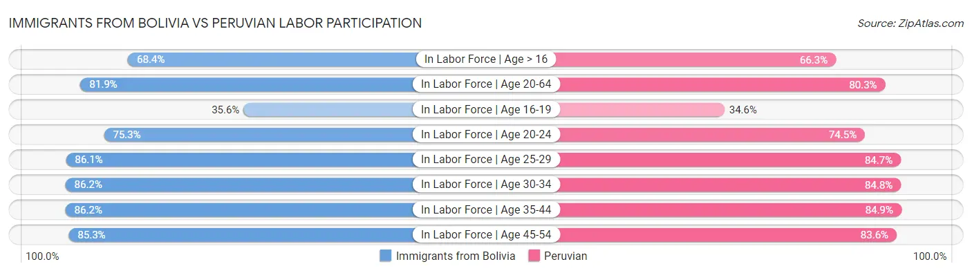 Immigrants from Bolivia vs Peruvian Labor Participation