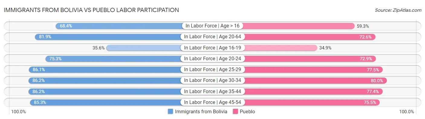Immigrants from Bolivia vs Pueblo Labor Participation