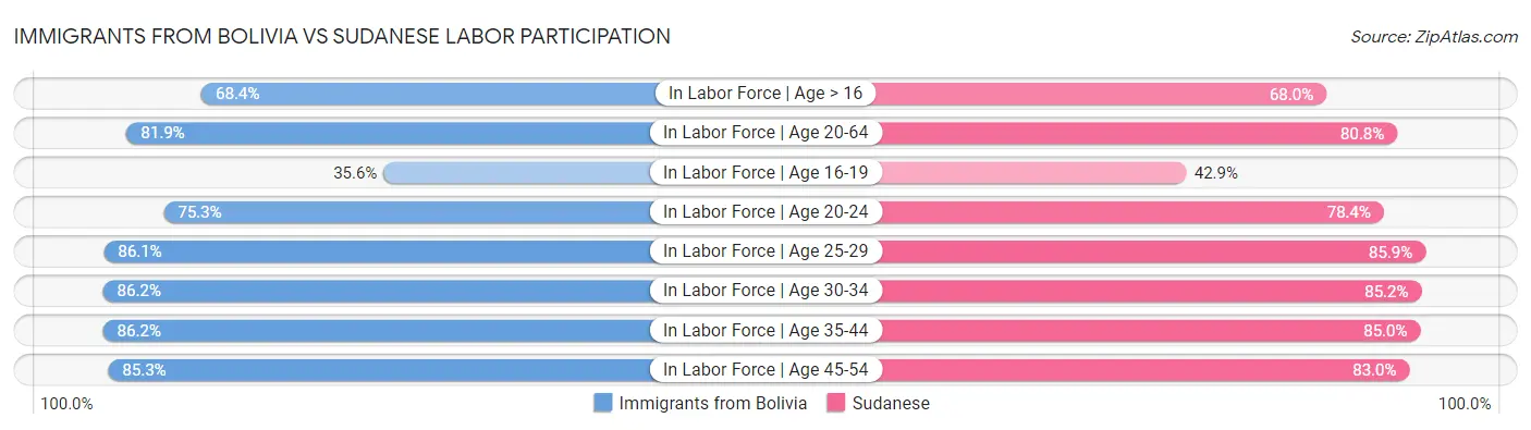 Immigrants from Bolivia vs Sudanese Labor Participation