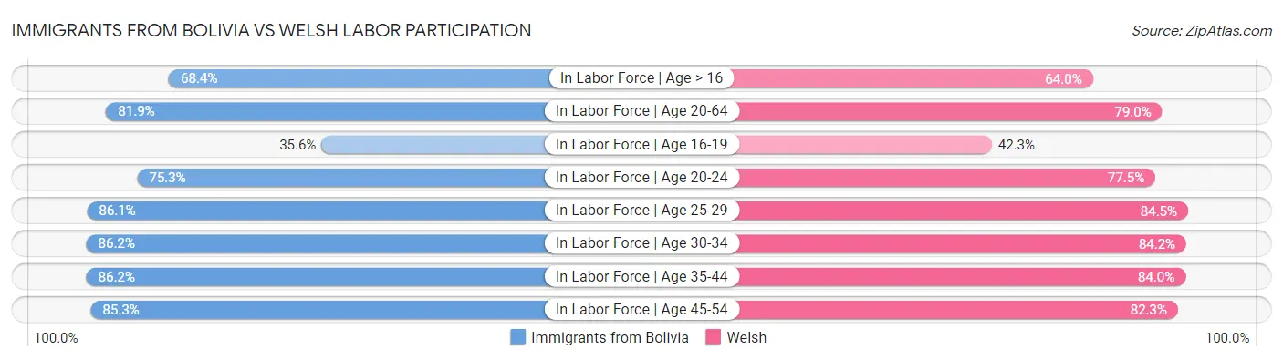 Immigrants from Bolivia vs Welsh Labor Participation
