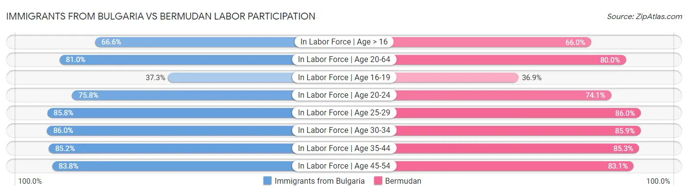 Immigrants from Bulgaria vs Bermudan Labor Participation