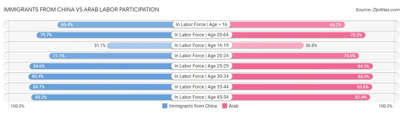 Immigrants from China vs Arab Labor Participation