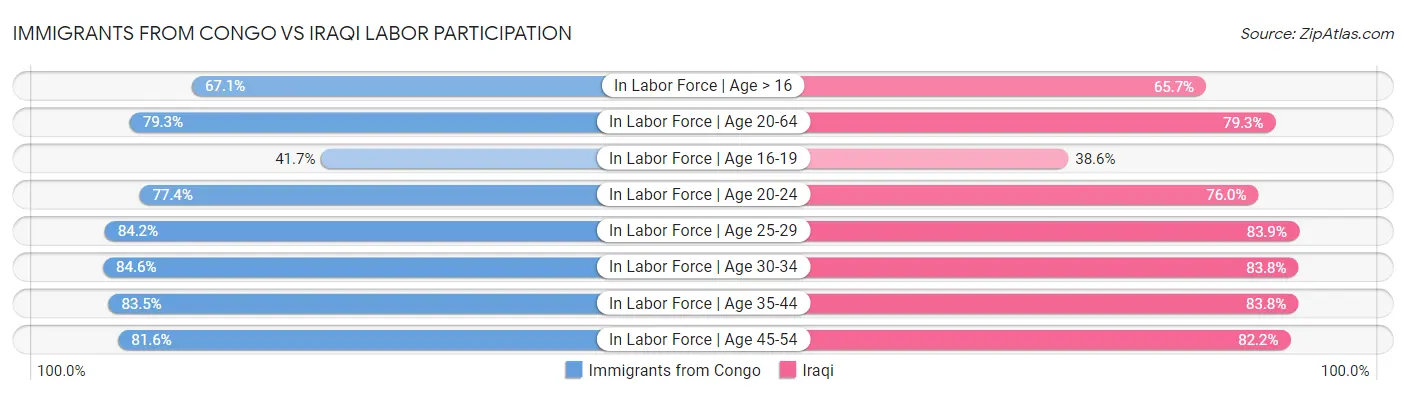 Immigrants from Congo vs Iraqi Labor Participation